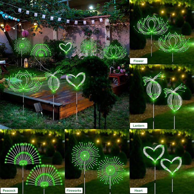 Solar Garden Lights Outdoor Waterproof, 4 Pack Total 480 LED Solar Firework - Image 5