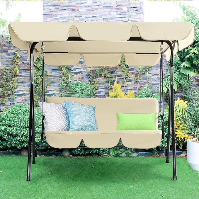 AECOJOY Porch Swing with Stand, 3-Seat Outdoor Clearance Porch Swings - Image 7