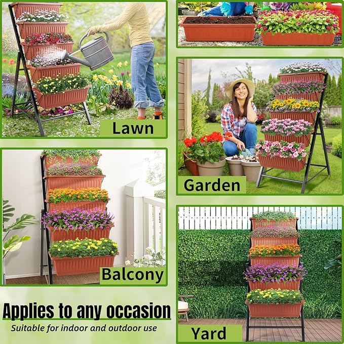 Homdox 3.74FT Vertical Garden Bed, 5 Tiers Raised Garden Planter, 23 * 26 * - Image 6