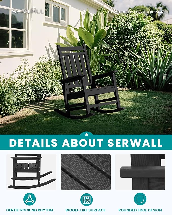 SERWALL Oversized Rocking Chair, Outdoor Rocking Chair - Image 5