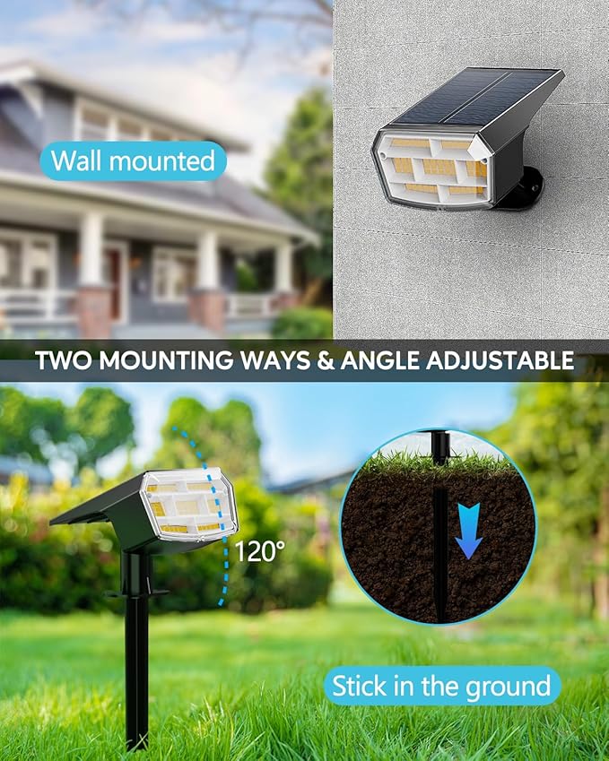 HIBOITEC Solar Spot Lights Outdoor 59LED Landscape Lights Solar Powered - Image 3
