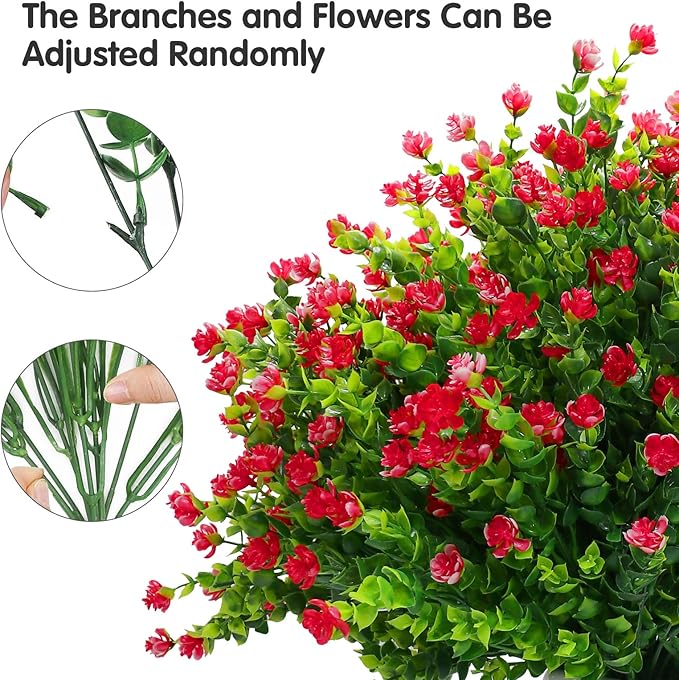 20 Bundles Artificial Flowers Outdoor Fake Flowers, UV Resistant No Fade Faux - Image 3