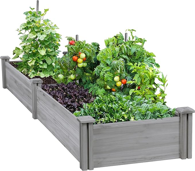 Yaheetech 8×2ft Wooden Horticulture Raised Garden Bed Divisible Elevated by Yaheetech