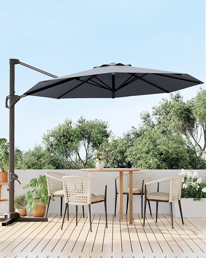 GarveeLife 10 ft Patio Umbrella Outdoor Large Cantilever Umbrella Market Sun - Image 7
