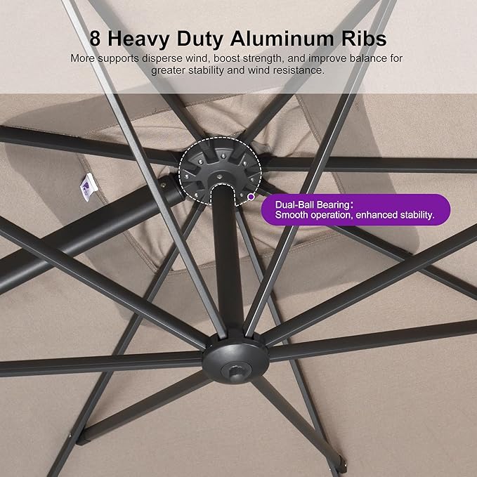 PURPLE LEAF Patio Umbrella 10' X 13' Rectangle Cantilever Umbrella Large - Image 5