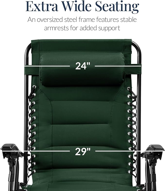 Best Choice Products Oversized Padded Zero Gravity Chair, Folding Outdoor Patio - Image 3