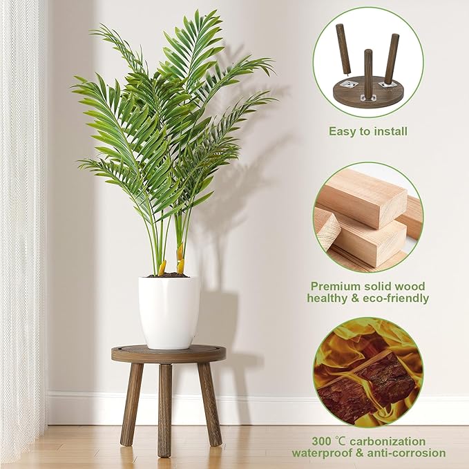3-Pack Wood Plant Stands Indoor, Single Plant Stand - Image 4