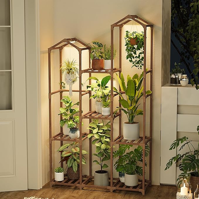 Bamworld Plant Stand with Grow Light Corner Plant Shelf Indoor with Lights Tall - Image 6
