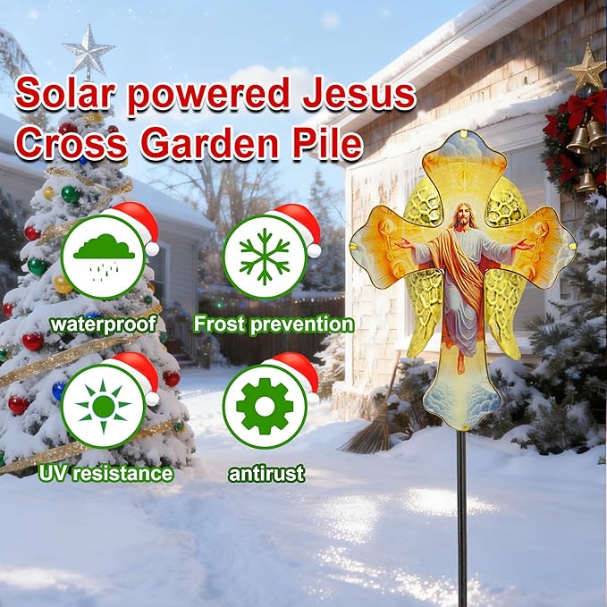 Solar Jesus Cross Garden Lights - Image 3