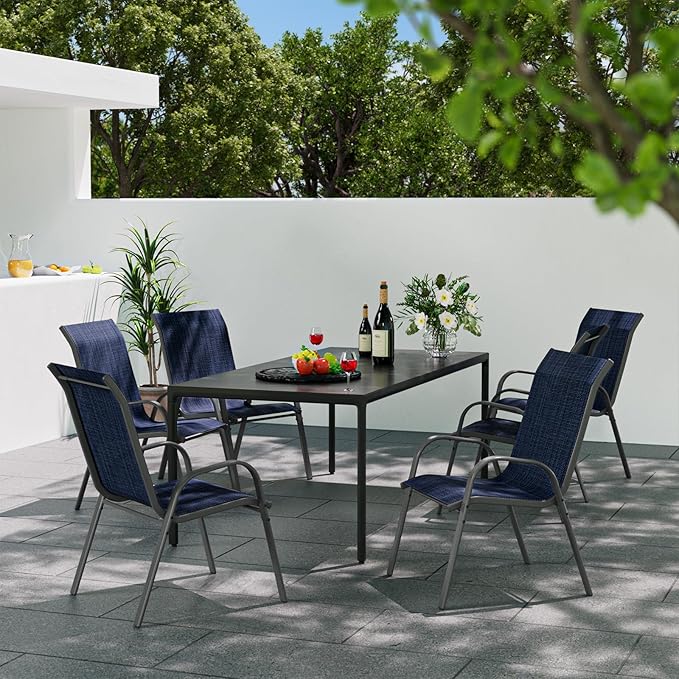 Patio Dining Chairs Set of 6, Outdoor High Stacking Chairs，Breathable Seat - Image 6
