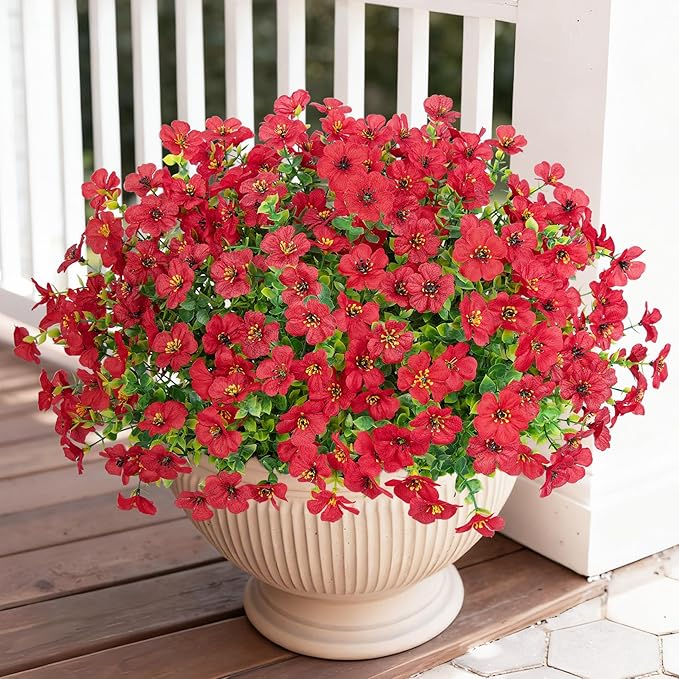 Bassion Artificial Flowers for Outdoors, 24 Bundles UV Resistant Fake Flowers - Image 2