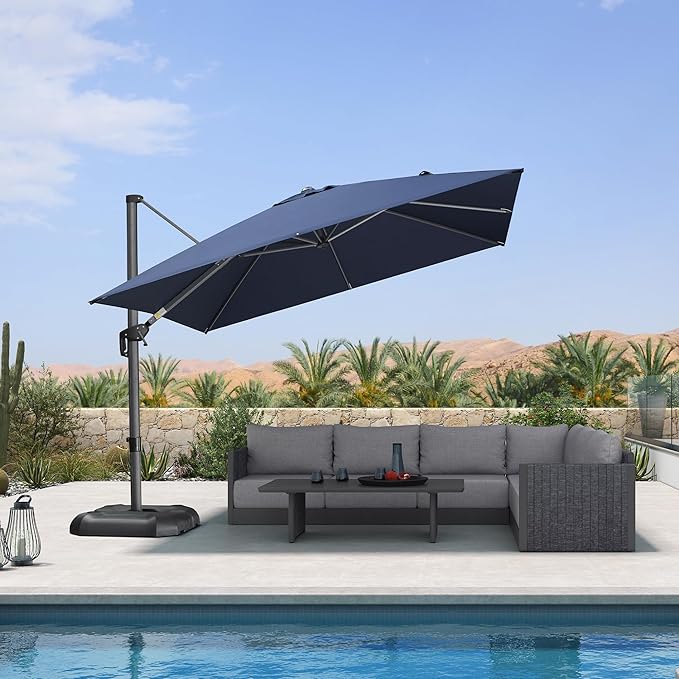 PURPLE LEAF 10 Feet Patio Umbrella Outdoor Cantilever Square Umbrella Aluminum - Image 9
