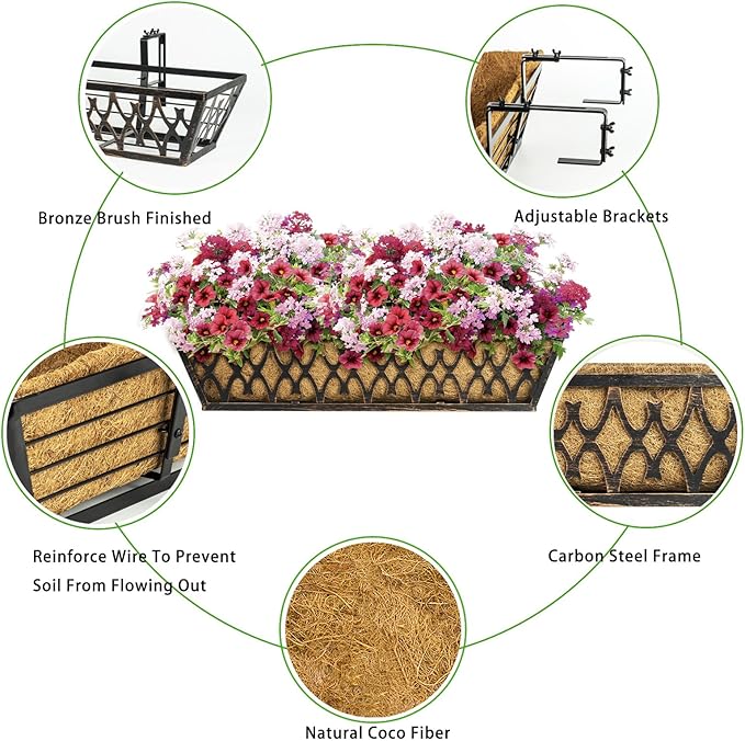 4 Pack 30 Inch Window Boxes Planters Railing Planter Box - Image 3