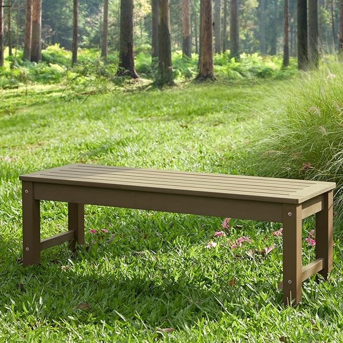 Psilvam Knight Bench Set of 2, Two Person Outdoor Poly Lumber Patio Backless - Image 6
