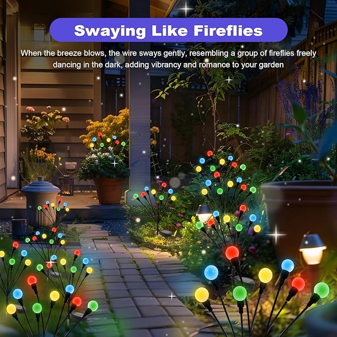 ALSO GO Solar Garden Lights, Solar Firefly Lights Outdoor 8 Pack 64 LEDs - Image 8