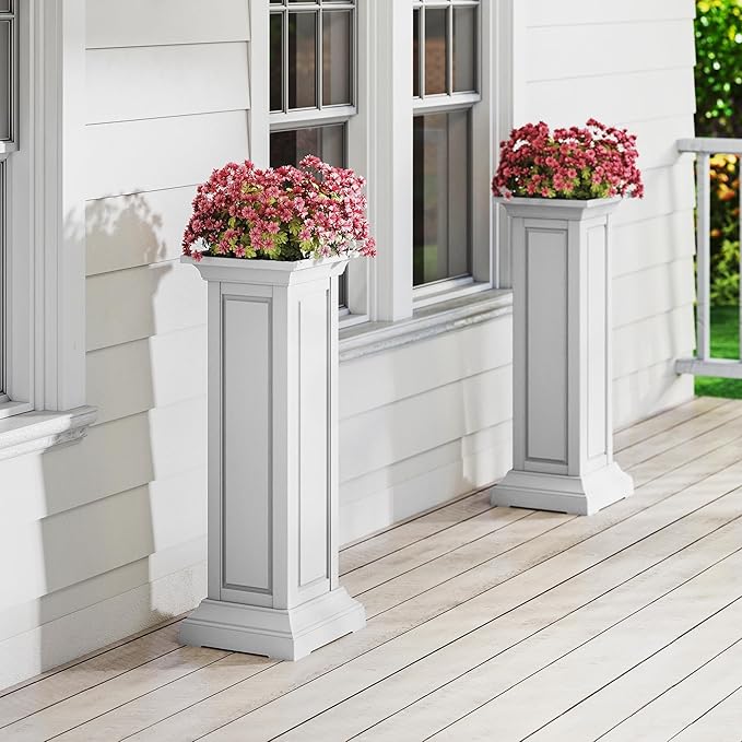 36in Tall Resin Planter Set of 2, Large Outdoor Planter - Image 7