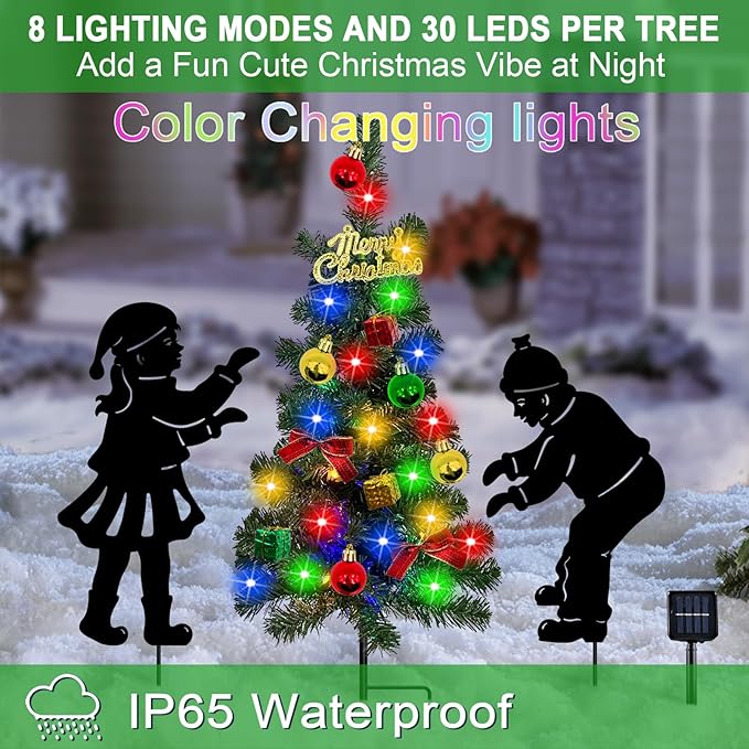 Solar Outdoor Christmas Tree, 3 Pack Christmas Outdoor Decorations - Image 4
