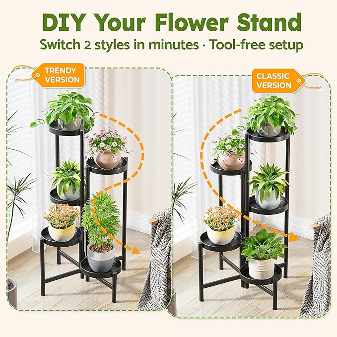 Tall Plant Stand Indoor Outdoor, Corner Metal Flower Pot Stands - Image 4