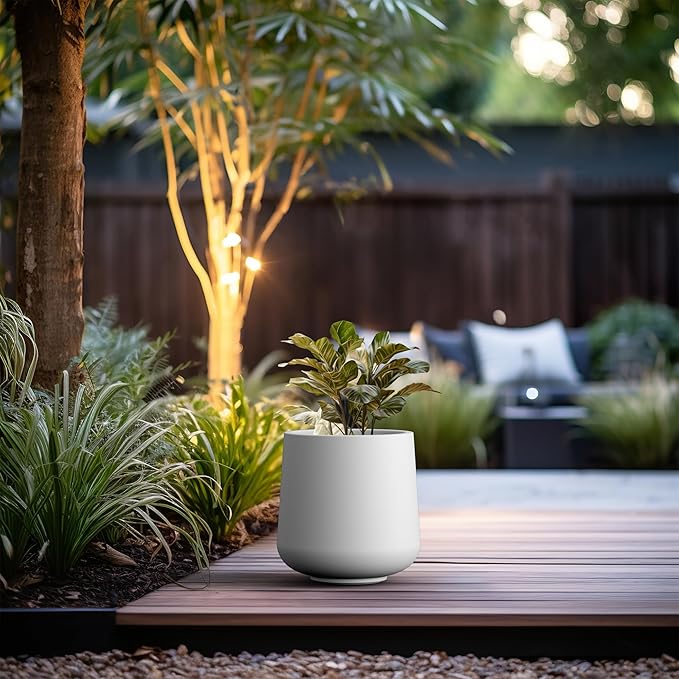 Kante 15.3-Inch Dia Round Concrete Planter, Large Plant Pot - Image 3