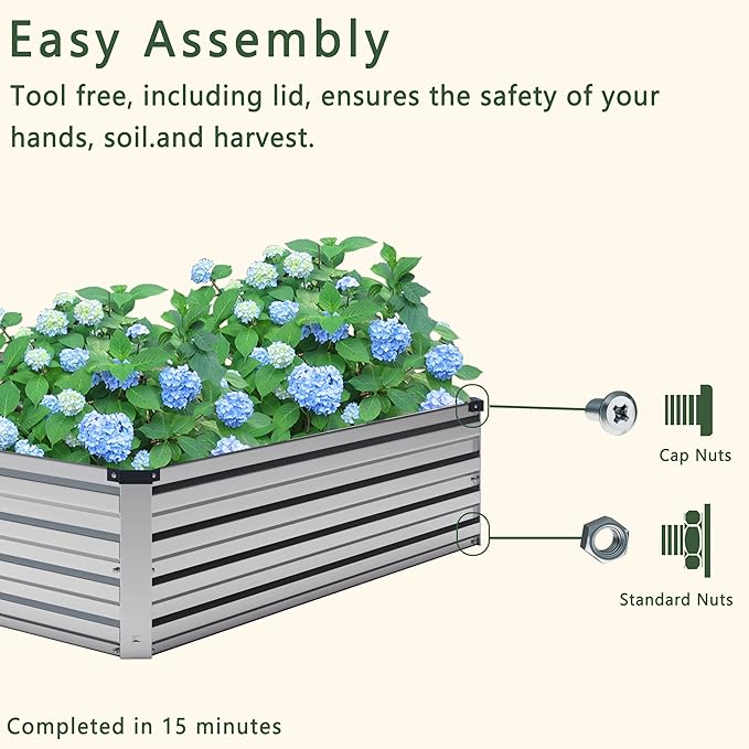 12x4x1FT Galvanized Raised Garden Bed Kit, Vegetable Boxes-Rectangle Metal - Image 7