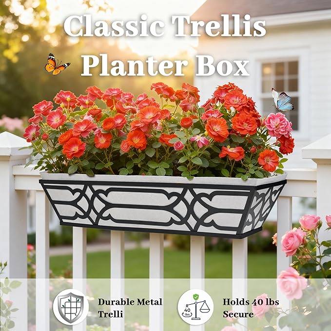 4 Pack 24 Inch Railing Boxes Planter - Image 2