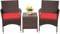 Devoko Patio Porch Furniture Sets 3 Pieces PE Rattan Wicker Chairs by DEVOKO