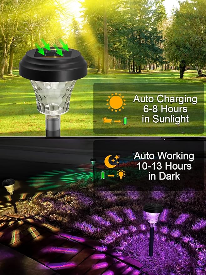 ROOR Solar Pathway Lights 16 Pack, Outdoor Solar Yard Lights, RGB Color - Image 5