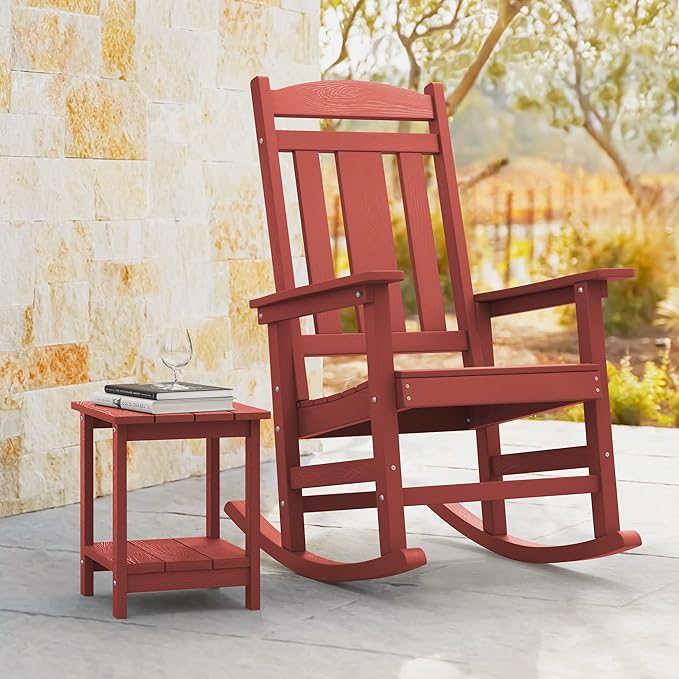 LUE BONA Outdoor Rocking Chairs Set of 2, HDPS Porch Rocker - Image 6