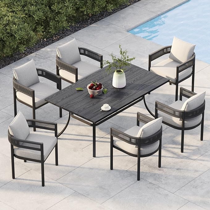 Grand patio Outdoor Dining Set, 7-Piece Patio Table and Chairs Set, Metal Woven by GrandPatio