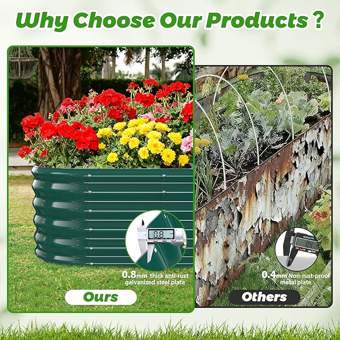 17" Tall Outdoor Garden Raised Garden Bed Kits, 4ft X 2ft Oval, 0.8MM Thick - Image 5