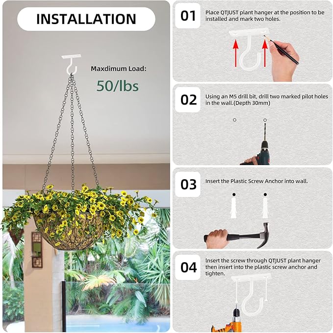Ceiling Hooks for Hanging Plants 20pack 2.5inch White - Image 6