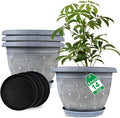 14 Inch Large Planter Pot for Plants Indoor Outdoor, 4 Pack Plastic Flower Pots by Fodetyff