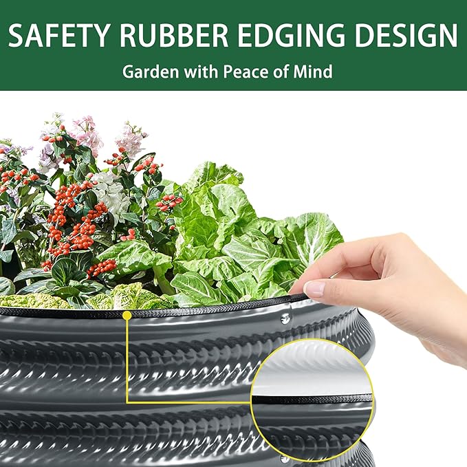 2 Pcs 2x2X1 FT Round Galvanized Raised Garden Bed Kit, Metal Raised Box - Image 5