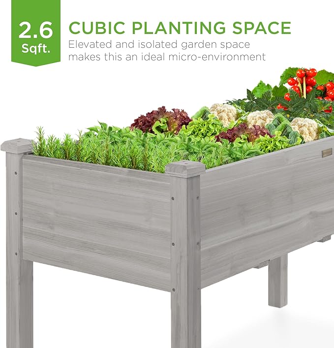 Best Choice Products 34x18x30in Raised Garden Bed, Elevated Wood Planter Box - Image 3
