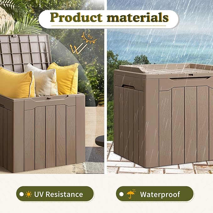 Devoko 31 Gallon Waterproof Outdoor Storage Box Resin Deck Box Lockable and UV - Image 4