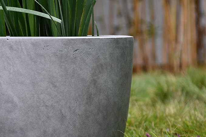 Kante 14 Inch Dia Round Concrete Planter, Indoor Outdoor Large Plant Pot - Image 24