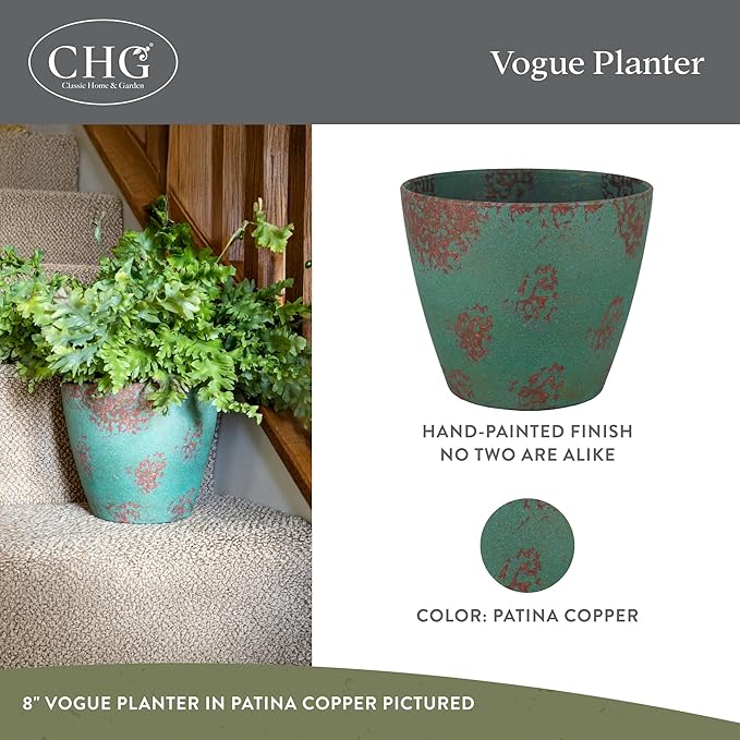 Classic Home and Garden Premiere Collection Planter Vogue, Patina Copper - Image 2
