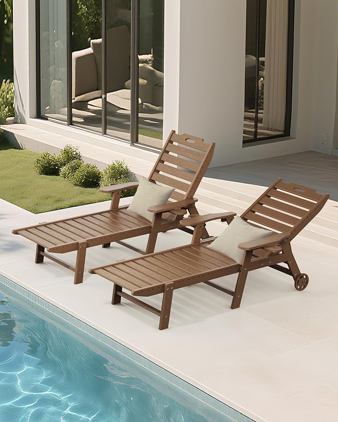 Carauci Lounge Chair Outdoor Set of 4, HDPE Chaise Lounge - Image 9