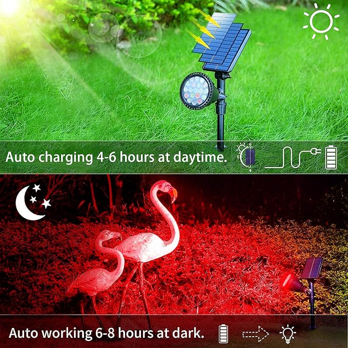 JSOT 4 Pack Halloween Solar Spot Lights Outdoor- RGB Solar Lights Outdoor - Image 8