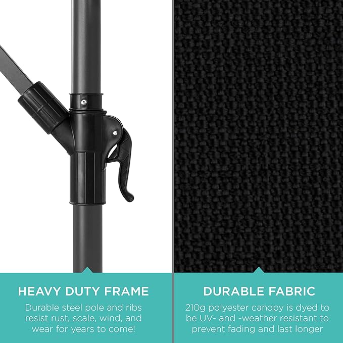 Best Choice Products 10ft Offset Hanging Market Patio Umbrella w/Easy Tilt - Image 6