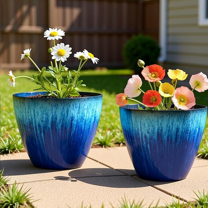 8 inch Plant Pots with Drainage Holes, Modern Glossy Finishing Planter - Image 6