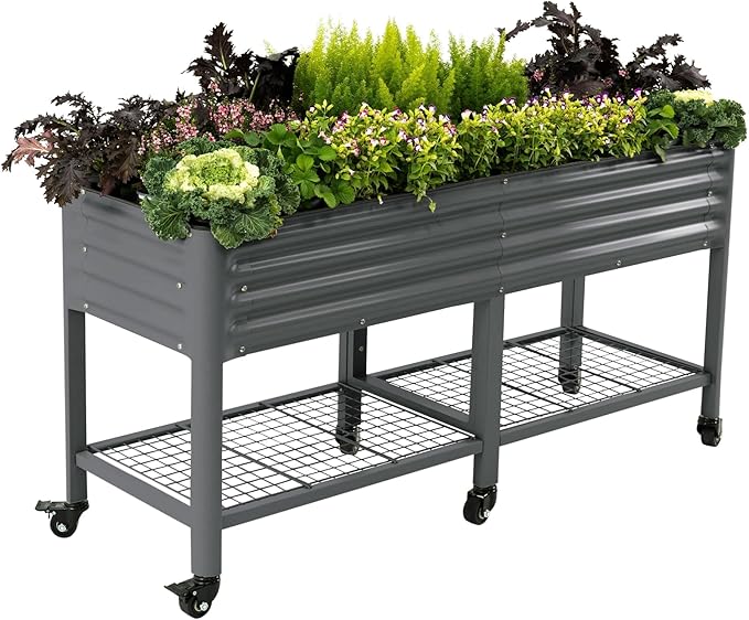 Rolling Elevated Raised Garden Bed-V Series, 1000 Lbs Weight Capacity, Outdoor by VegoGarden