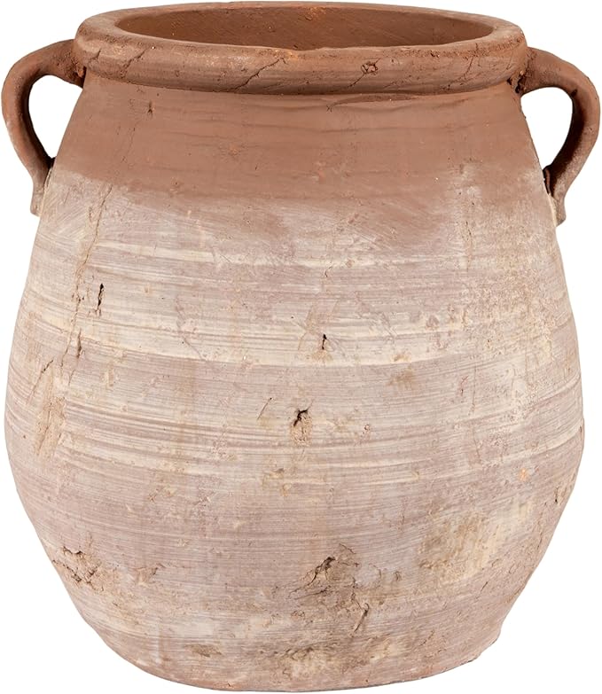 Creative Co-Op Large Orange & Whitewashed Terracotta Urn - Image 4