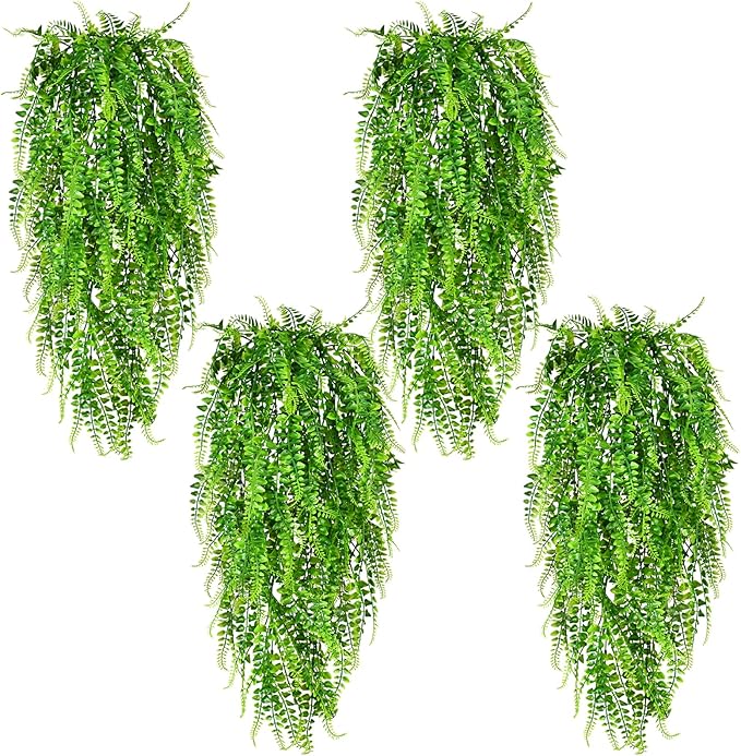 Waipfaru 4Pcs Fake Ferns Fake Hanging Plants Artificial Ferns by Waipfaru