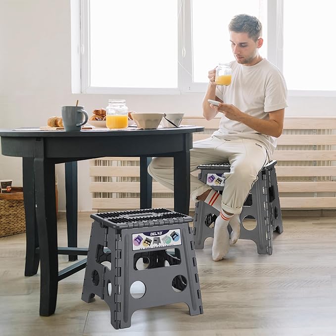 Delxo Folding Step Stool 13 inch Height Heavy Duty Foldable Step Stools - Image 4