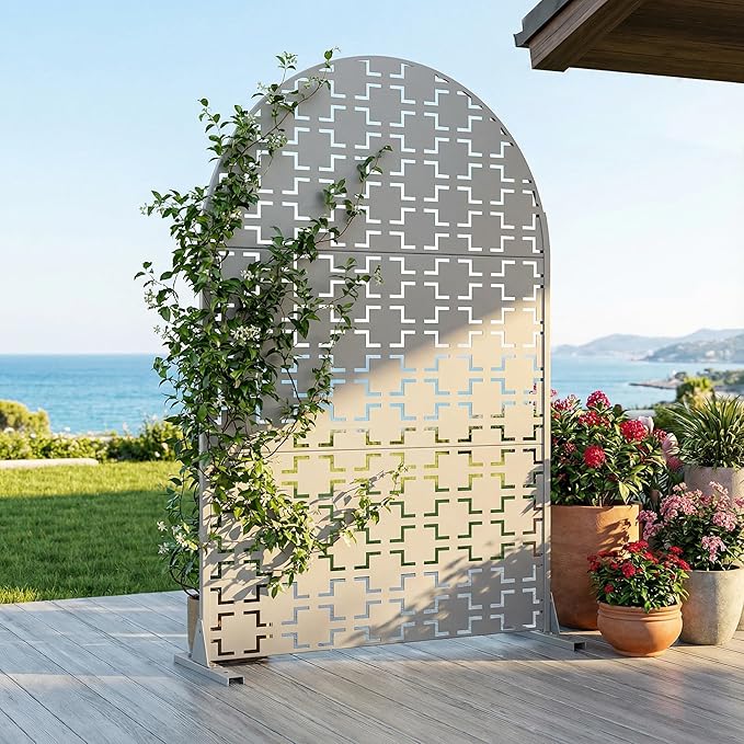 Casaphoria 72" H x 47" W Arched Metal Privacy Screen - Image 7