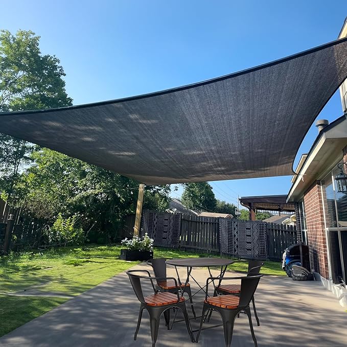 SUNLAX Sun Shade Sail 10' x 16' Graphite Grey Rectangle Canopy Sail Shade Cover by SUNLAX