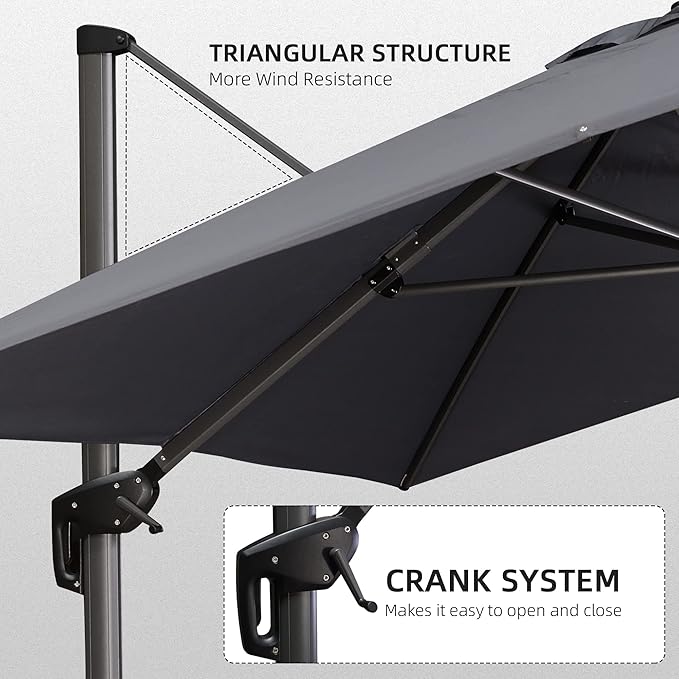 PURPLE LEAF 10' X 13' Patio Umbrella Outdoor Cantilever Rectangle Umbrella - Image 9