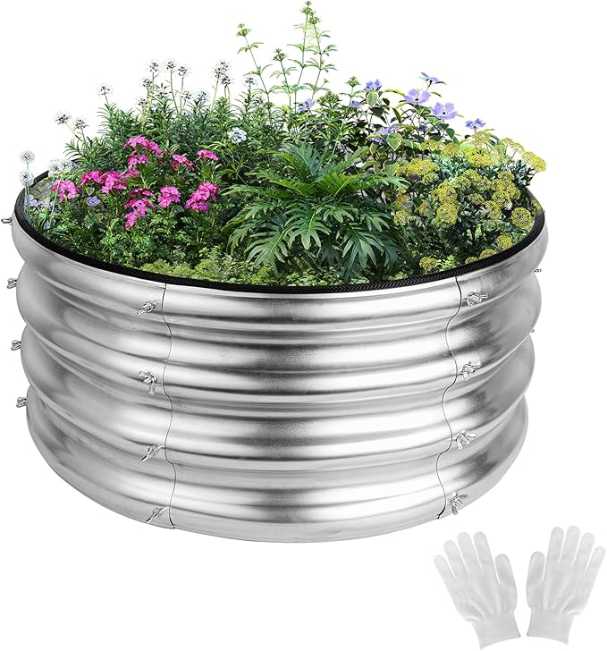 2x2x1ft Round Galvanized Raised Garden Bed Kits, Raised Garden Bed Metal by Liyarya