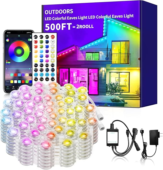 500ft permanent outdoor light, RGB outdoor eave lights by Unknown